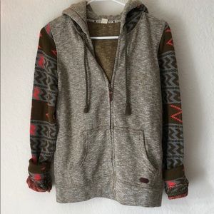 Olive Green Roxy hoodie with zipper